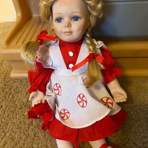 Red and White Doll with Braided Hair